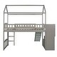 preview thumbnail 24 of 26, Twin Size Loft Bed with House Roof, Storage Steps, Slide, Ladder and Guardrails, Stairway Platform Bed for Kids Boys Girls