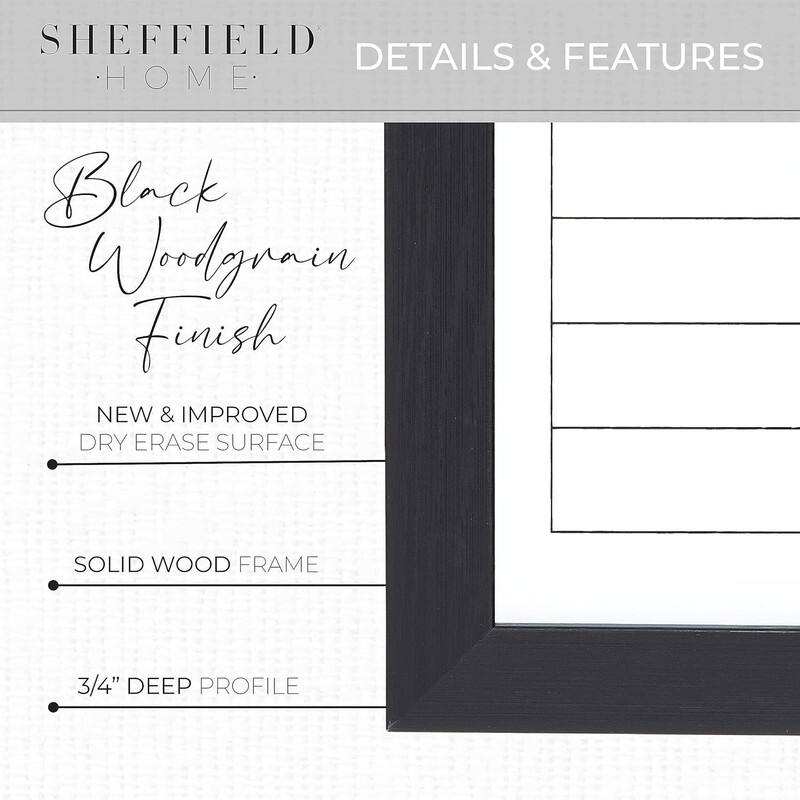 Sheffield Home Set of Two Family Planner Dry Erase Boards Featuring, Shopping List, Weekly Meal Planner and Notes, 9x21 Inch