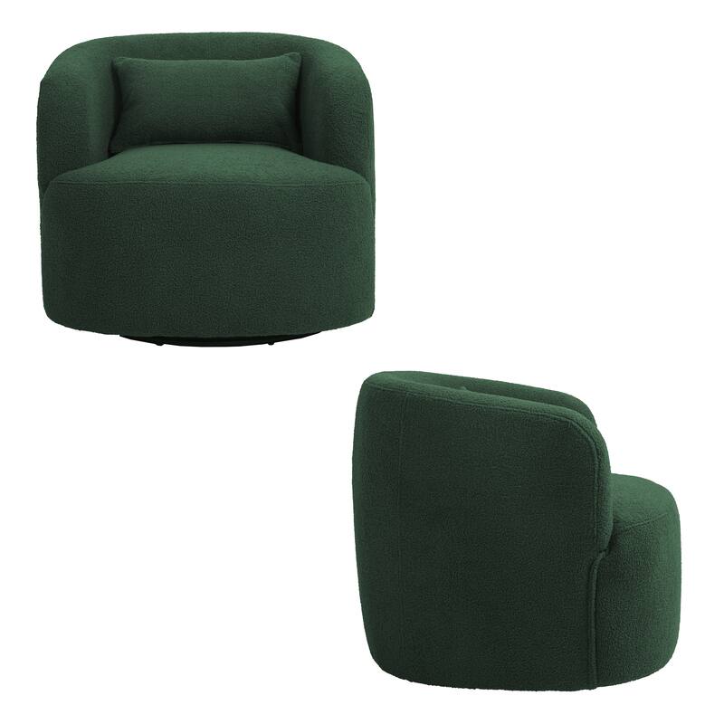 Modern Accent Chair Boucle Swivel Barrel Chair Set of 2