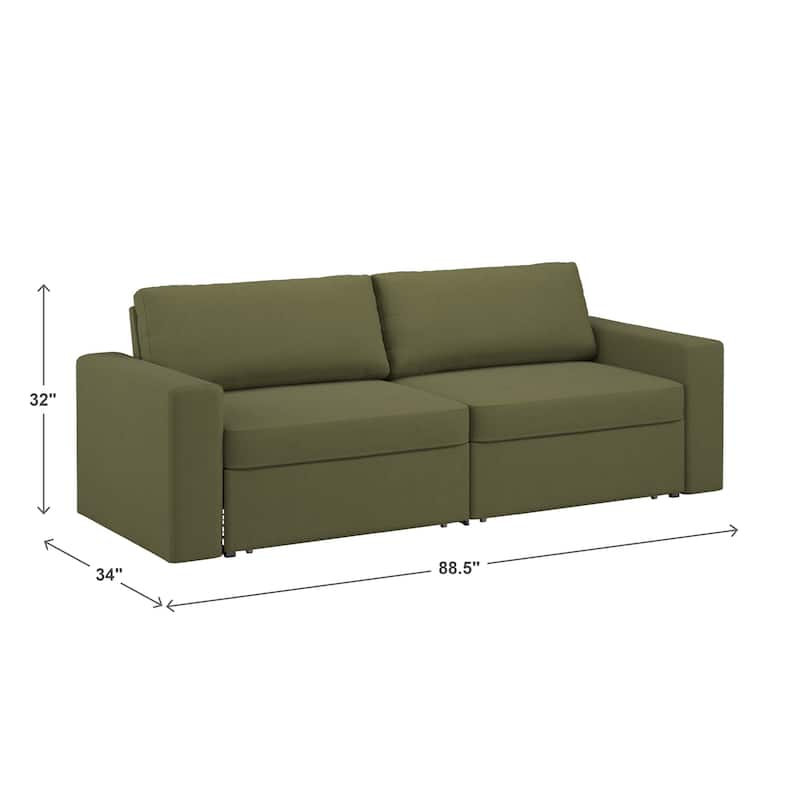 Soma Upholstered Sofa with 2 Hidden Metal Wire Storage Drawers by iNSPIRE Q Modern