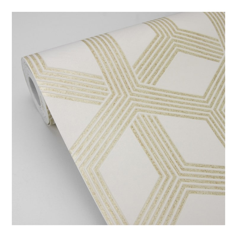Advantage Xander Cream Glam Geometric Wallpaper - 20.9 x 396 x 0.025