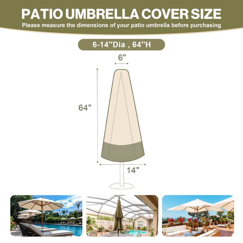 Aoodor Heavy Duty Patio Umbrella Cover for 6-9ft Market Umbrella