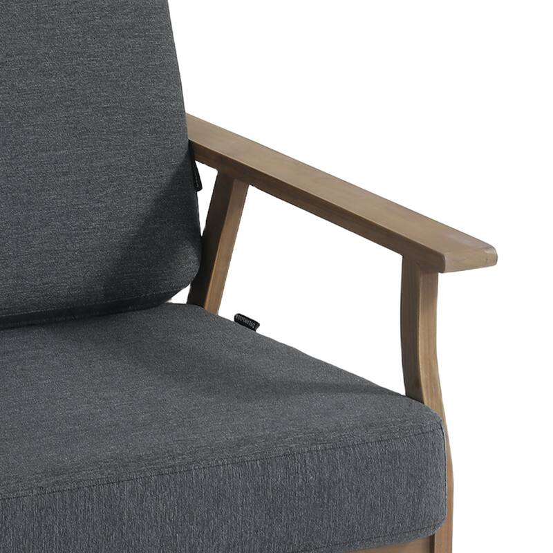 Modern Wood Cushioned Outdoor Patio Sofa Loveseat with Coffee Table