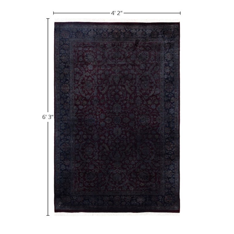 Overdyed One-of-a-Kind Hand-Knotted Area Rug - Red - 4' 2" x 6' 3"