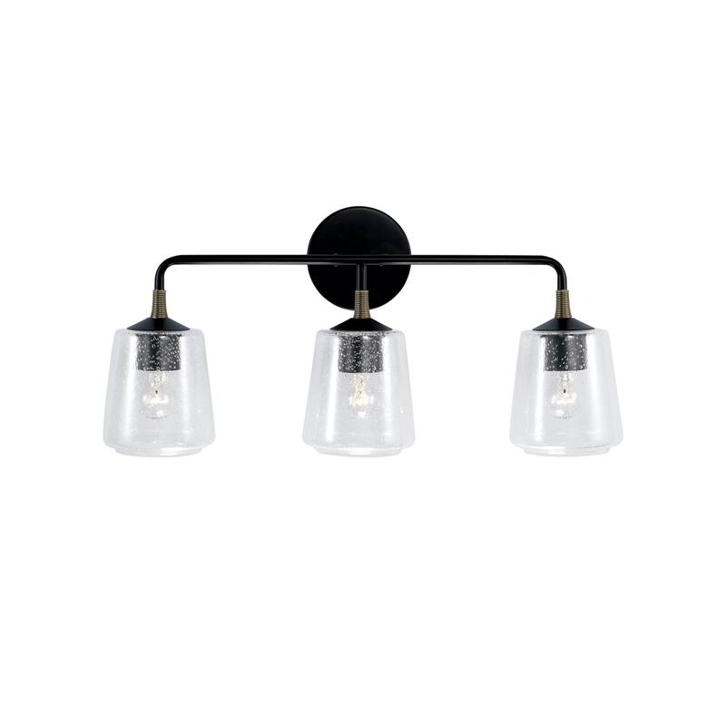 Amara 3-light Matte Black/ Brass Bath/ Vanity Fixture