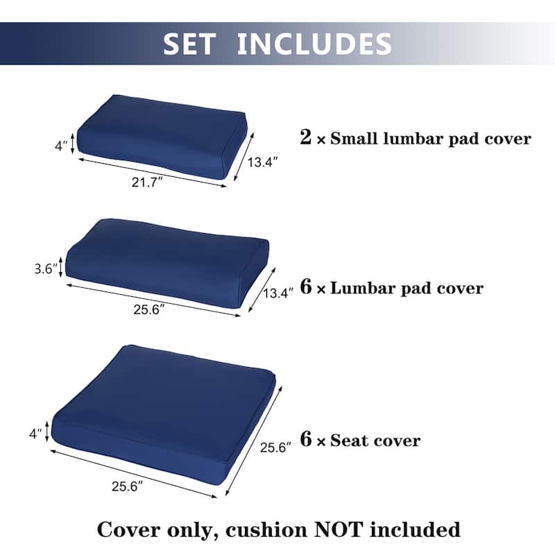 Kinbor Patio Furniture Cushion Covers Replacement for 7Pcs Outdoor Patio Wicker sofa, Dark Blue/ Blue/ Grey