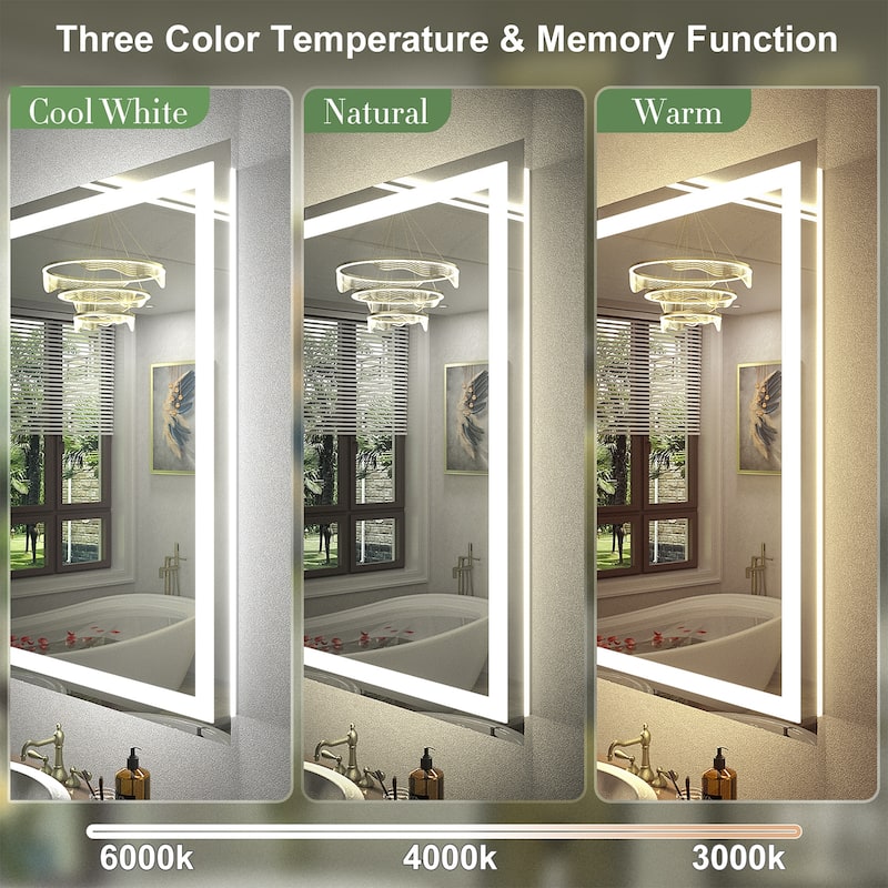 KIOTEE Super Bright Anti-fog LED Bathroom Mirror with Backlit and Front Lighting 3-Year Warranty