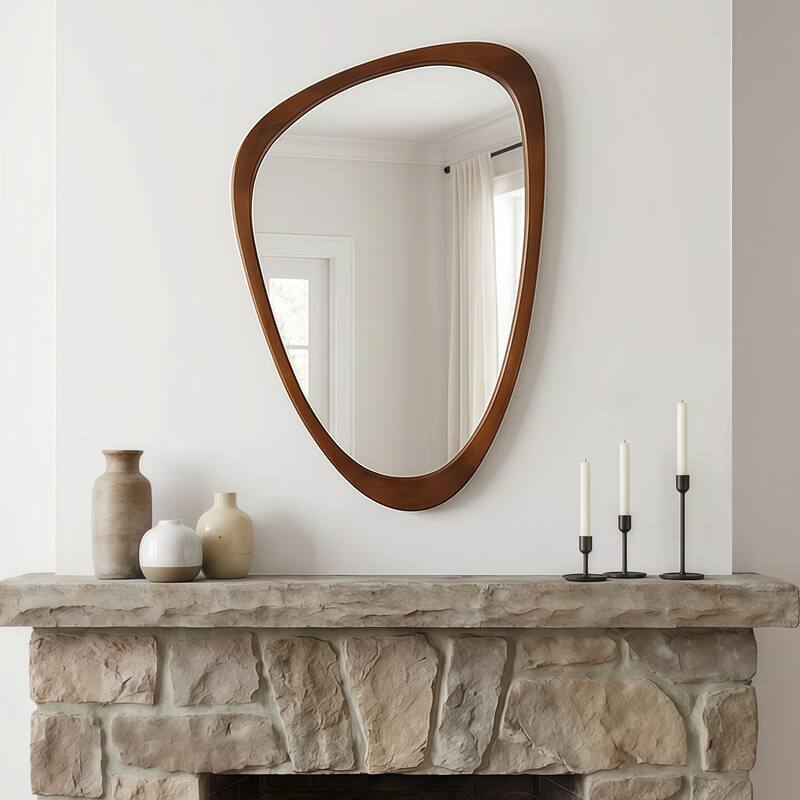 Irregular Solid Wood Frame Decorative Mirror