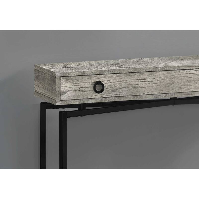 43 Inch Modern Console Table Wood Veneer Top with Drawer and Black Steel Base for Entry Hall - 42.5”L x 12”W x 32.5”H