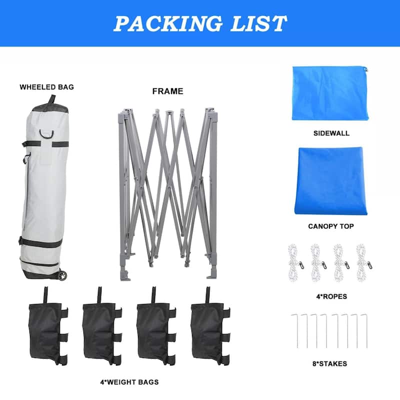 Aoodor 12'x12' Pop Up Canopy Tent with Removable Mesh Sidewalls, Portable Instant Shade Canopy with Roller Bag