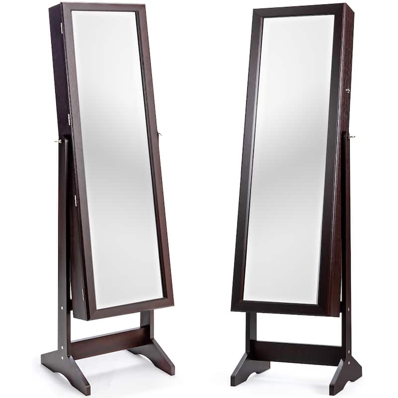 Costway Jewelry Cabinet Stand Mirror Armoire Lockable Organizer Large