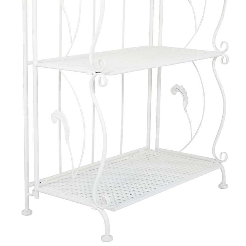 Metal Indoor Outdoor Tall Folding 5 Shelves Scroll Bakers Rack
