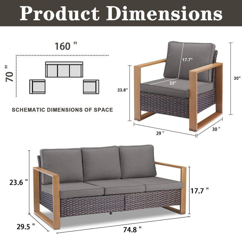 Gymojoy Outdoor Wicker Patio Furniture Sofa Set
