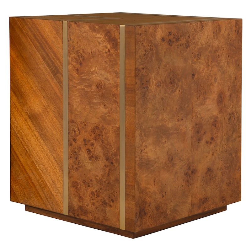 Grain Pattern Wooden Side Table - 24' - Brown