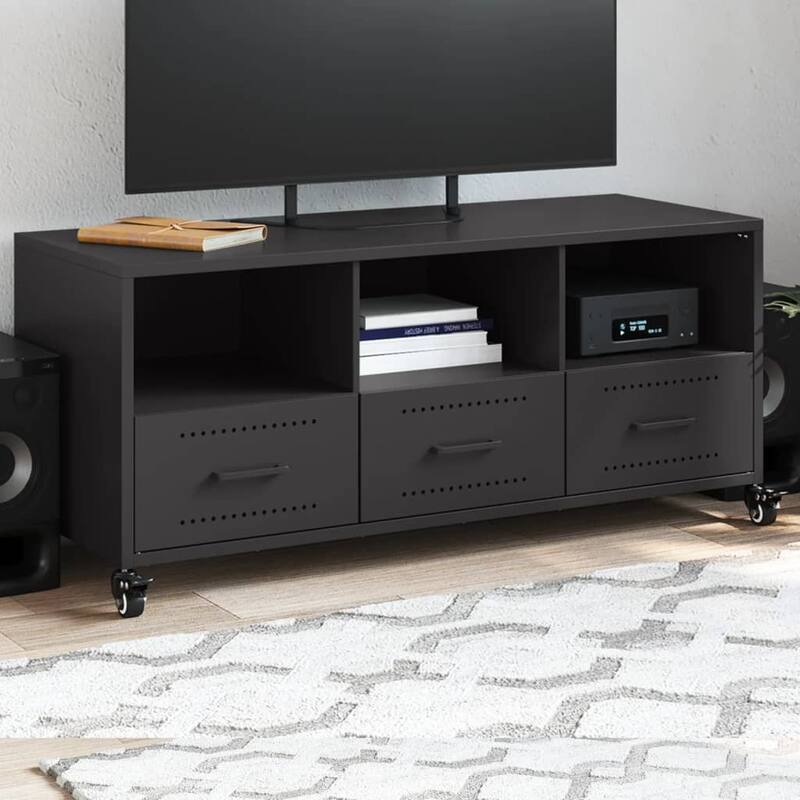 vidaXL TV Stand Entertainment Center Sideboard Media unit Cold-rolled Steel - 15.4 x 39.6 x 17.1