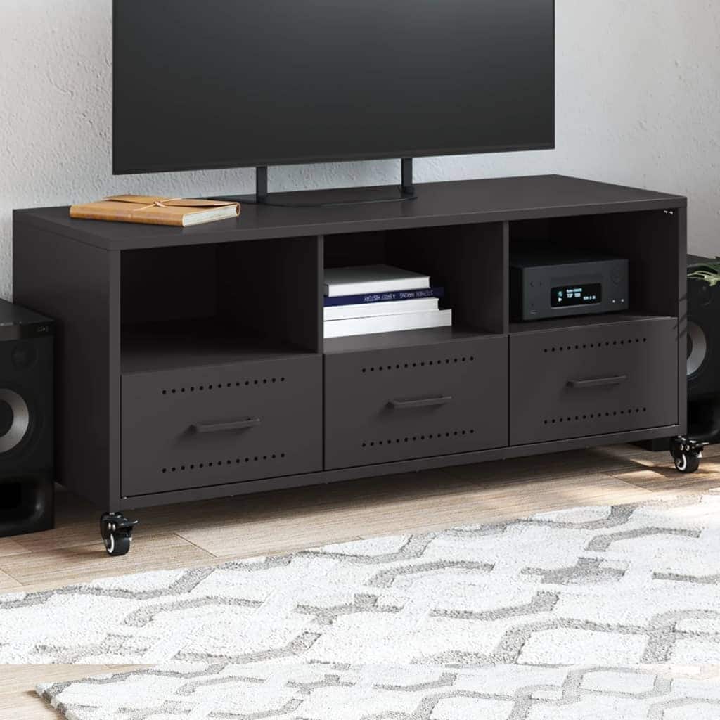 vidaXL TV Stand Entertainment Center Sideboard Media unit Cold-rolled Steel - 15.4 x 39.6 x 17.1