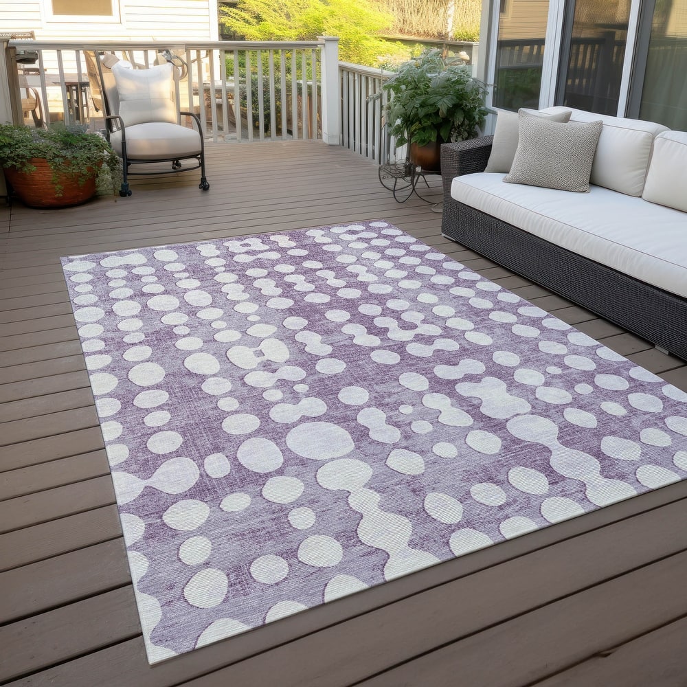 Machine Washable Indoor/ Outdoor Chantille Dots Abstract Rug