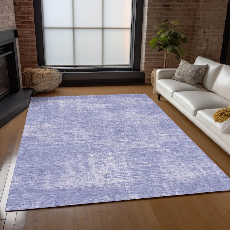 Machine Washable Indoor/ Outdoor Chantille Abstract Solid Rug
