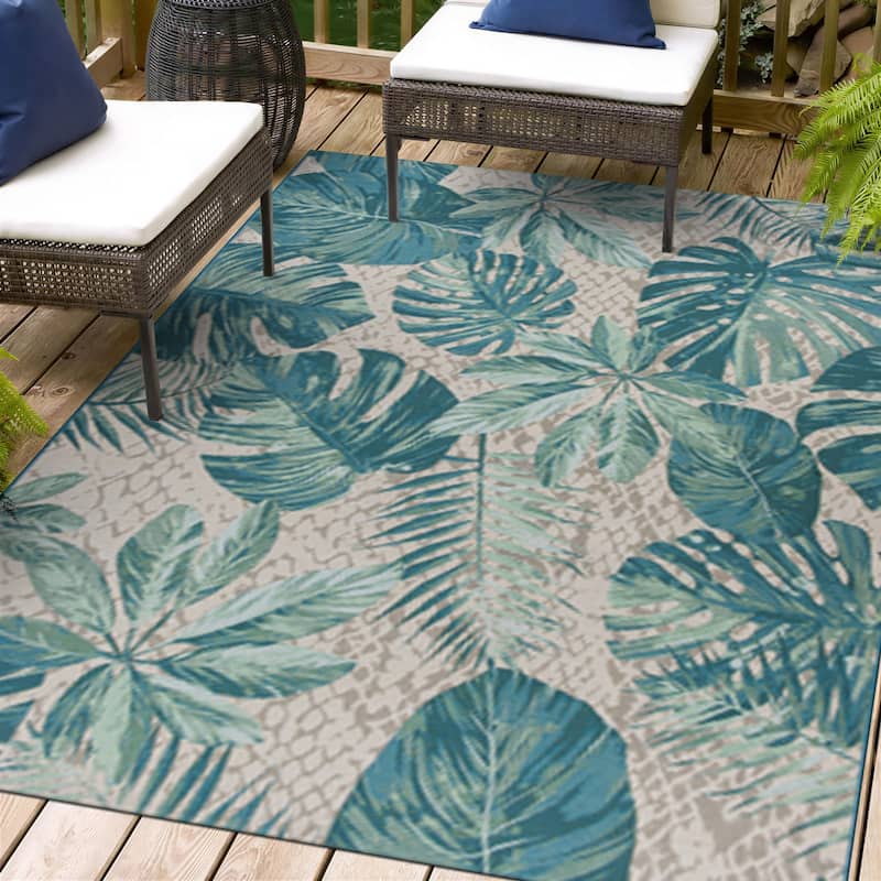 World Rug Gallery Modern Contemporary Geometric Indoor/Outdoor Area Rug - 5' x 7'