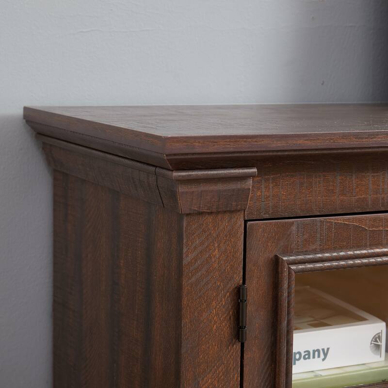 GDFStudio Merrow Wood TV Stand with Farmhouse Storage and Cable-Ready Design