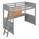 preview thumbnail 3 of 15, Solid Construction Twin size Loft Bed with Desk and Writing Board, Wooden Loft Bed
