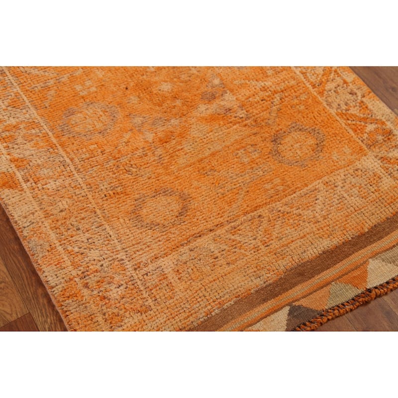 Orange Anatolian Oriental Vintage Runner Rug Handmade Wool Carpet - 2'10"x 12'3"