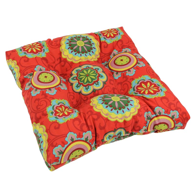 19-inch Square Tufted Indoor/Outdoor Chair Cushion - 19" x 19" - Farrington Terrace Grenadine