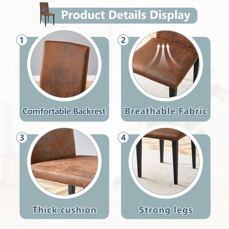 16" Modern Upholstered Dining Chair with Metal Legs, Set of 4