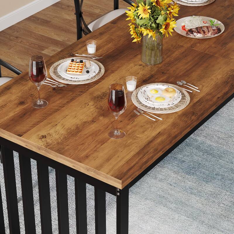 Dining Table for 6-8,78.74-inch Wood Metal Kitchen Table for Dining Room