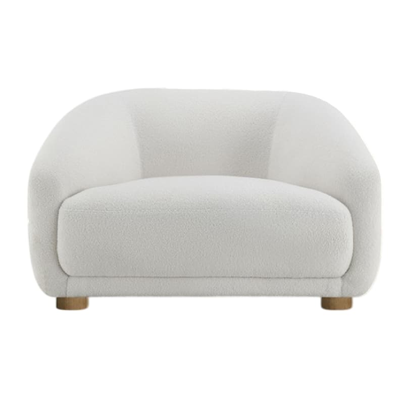 Oliver Accent Sofa Chair, Round Back Sloped Arms, Soft White Boucle