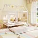 preview thumbnail 3 of 18, Gymax Twin Size House Bed with Trundle Wooden Platform Bed w/ Roof