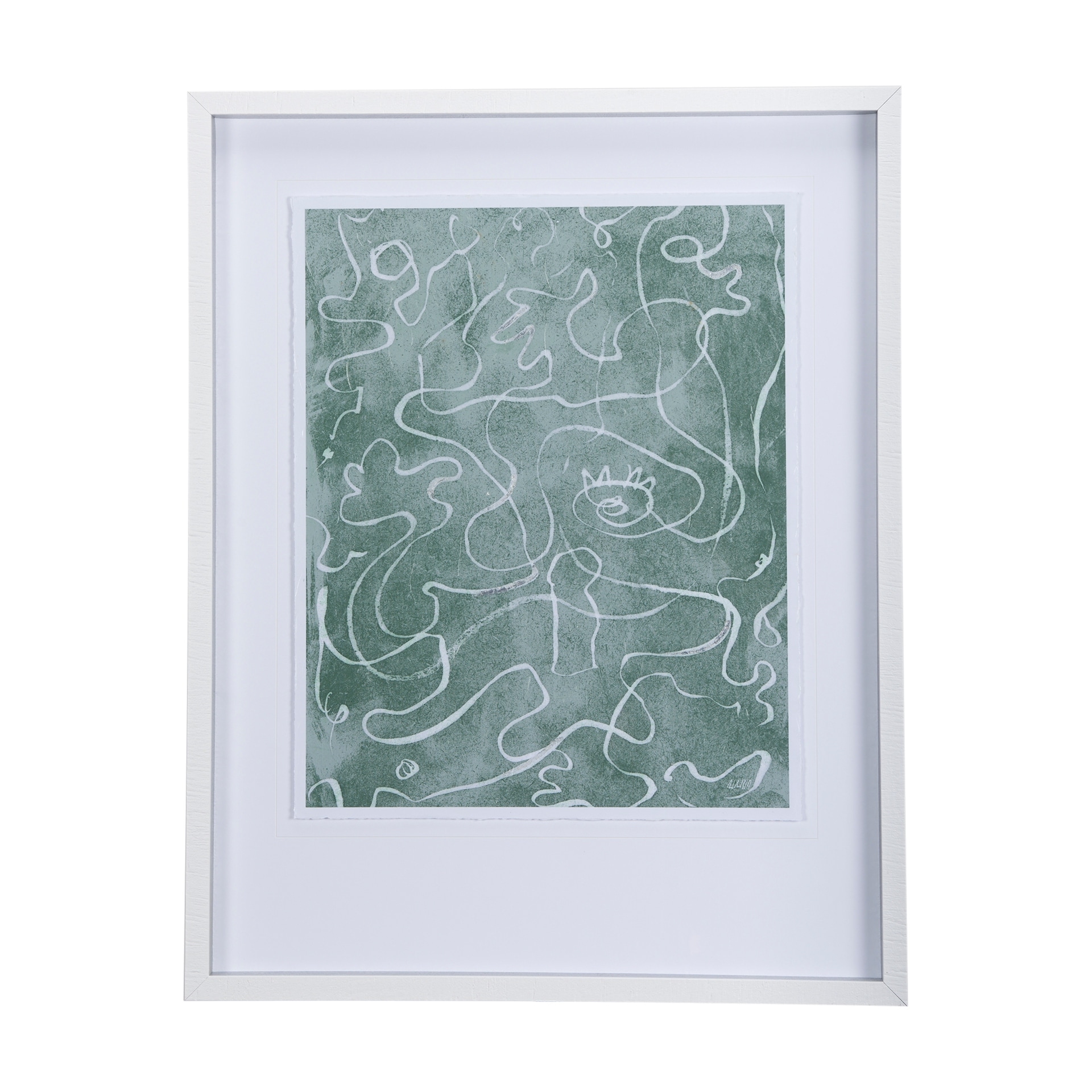 Thread Green II by Mercana Studio a Hand Embellished Textured Framed Art Print Matted under Glass