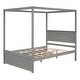 preview thumbnail 4 of 25, Full Size Wood Canopy Bed with 2 Drawers - Modern Design for Stylish Bedrooms, Brushed White/Brown/Grey