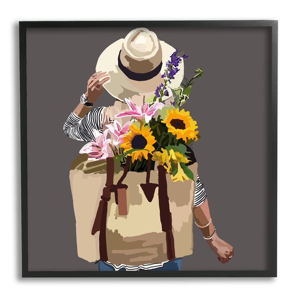 Stupell Varied Flower Arrangement Blossoms Backpack Bouquet Framed Wall Art, Design by Amelia Noyes