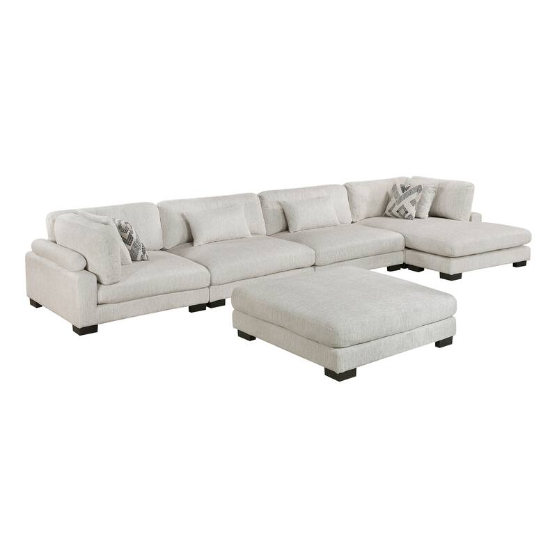Abbeville Microfiber 5-Piece Modular Sectional with Chaise and Ottoman - Beige