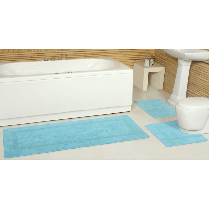 Fabstyles Basix Soft & Absorbent Reversible Cotton Bath Rug - 24 x 60 - Ice Blue