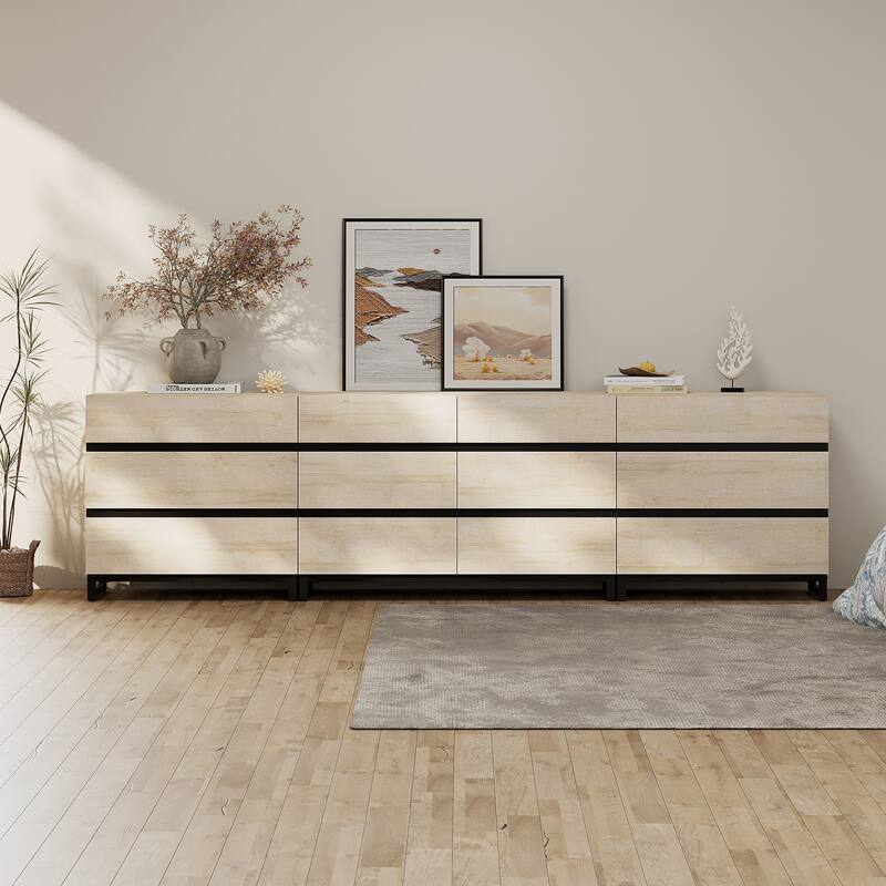 WAMPAT 3 in 1 Modern Sideboard with Adjustable Shelves and 2 Drawers, Coffee Bar Cabinet for Living Room, Kitchen