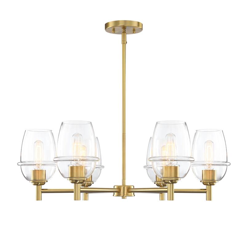 Summer Jazz 6-Light Brushed Gold Transitional Shaded Chandelier for Dining Rooms - 28