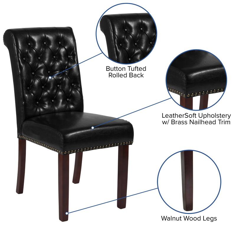 4PK Parsons Chairs-Rolled Back, Accent Nail Trim