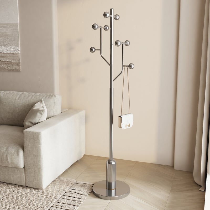 Freestanding Metal Coat Rack Stand Heavy Duty Coat Tree, Single - 70.9"H x 16.9"W(top) x 12.6"Dia(base)