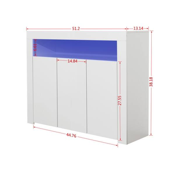 Nestfair High Gloss Storage with 3 Doors and LED Light