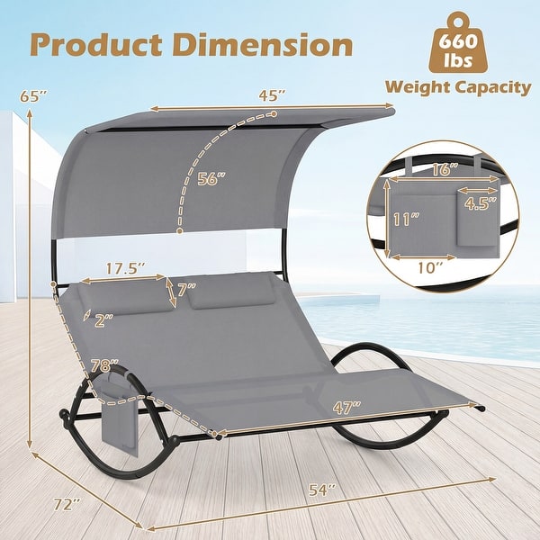Outdoor Rocking Daybed Gymax Outdoor Double Chaise Rocker Rocking Daybed Sun Lounger w/ - Bed ...