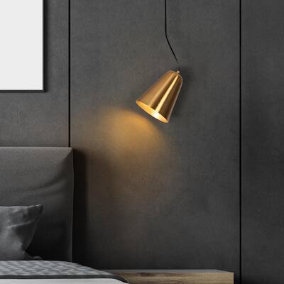 Patiy Mid-century Modern Gold Pendant Lights 1-light Dimmable Island Lighting with Metal Shade