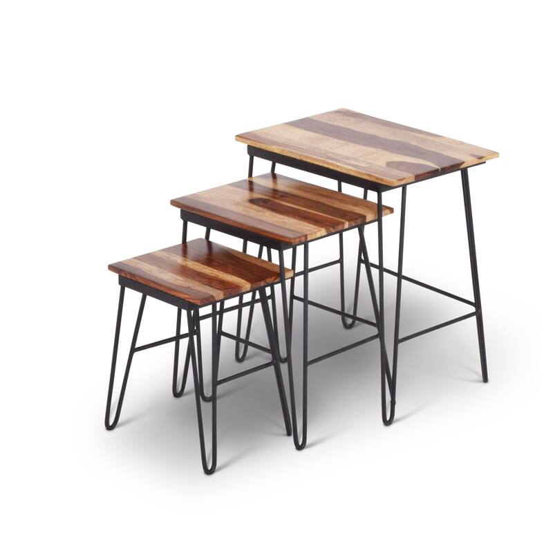 Steve Silver Tarana Sheesham Brown Wood 3-piece Nesting Table Set