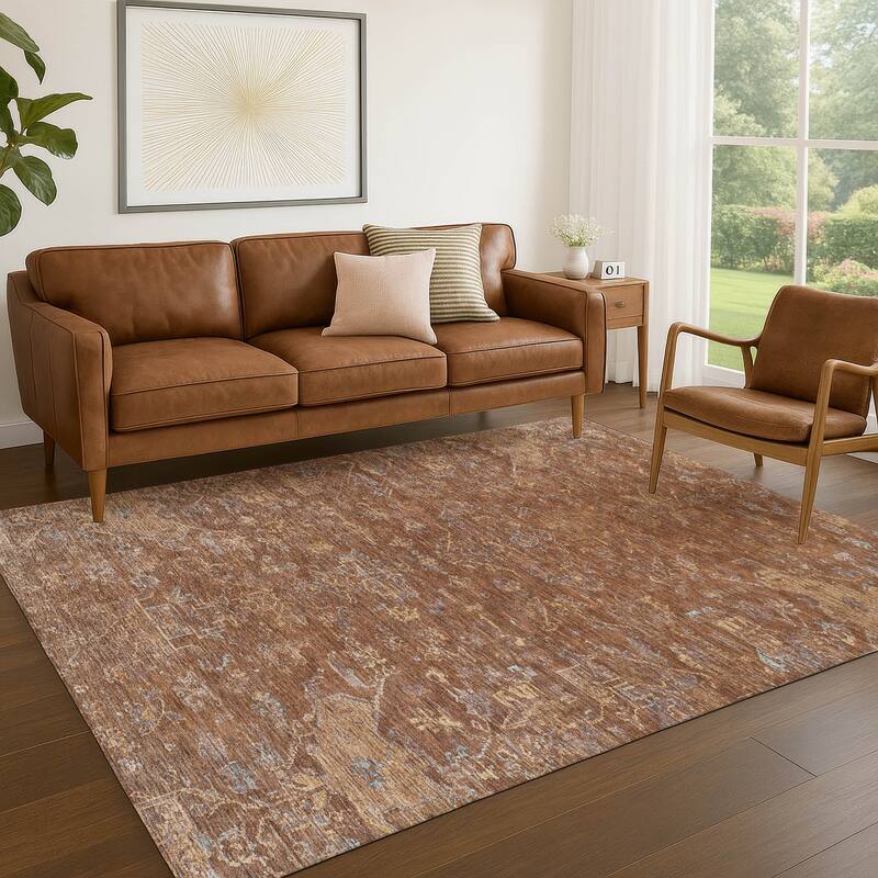 Machine Washable Indoor/ Outdoor Traditional Chelsea Chantille Rug