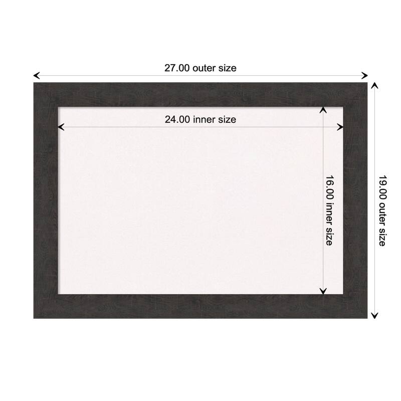 Rustic Plank Narrow Framed White Corkboard Bulletin Board - Rustic Plank Espresso Narrow - Board Size 24x16