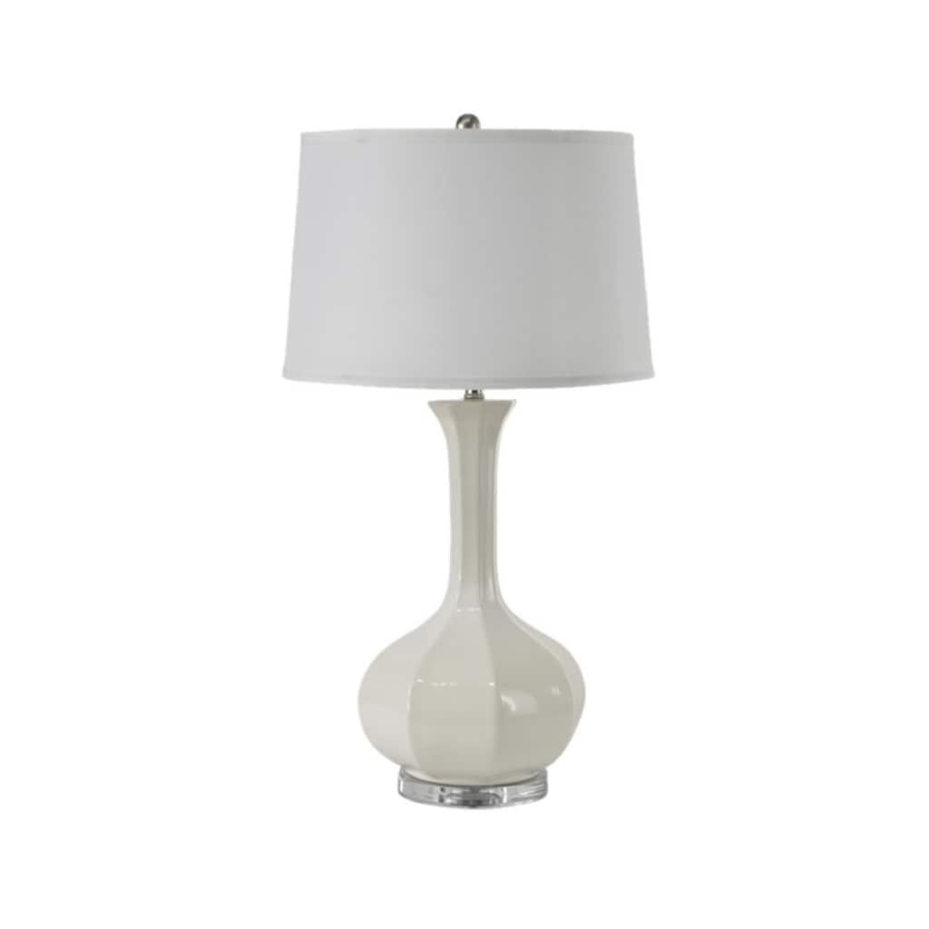 Vibe 33 in. White Transitional Traditional Bedside Ceramic Table Lamp with Acrylic Base