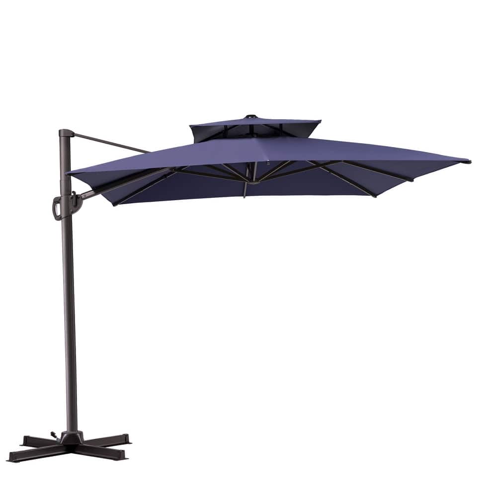 Pellebant Outdoor 9x11FT Patio Aluminum Cantilever Umbrella Dual Top