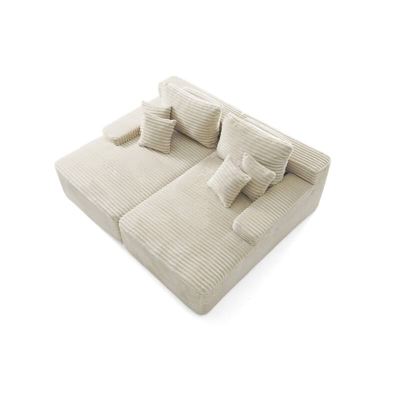 Oversized Upholstered Modular Sectional Chaise Lounge with Pillows