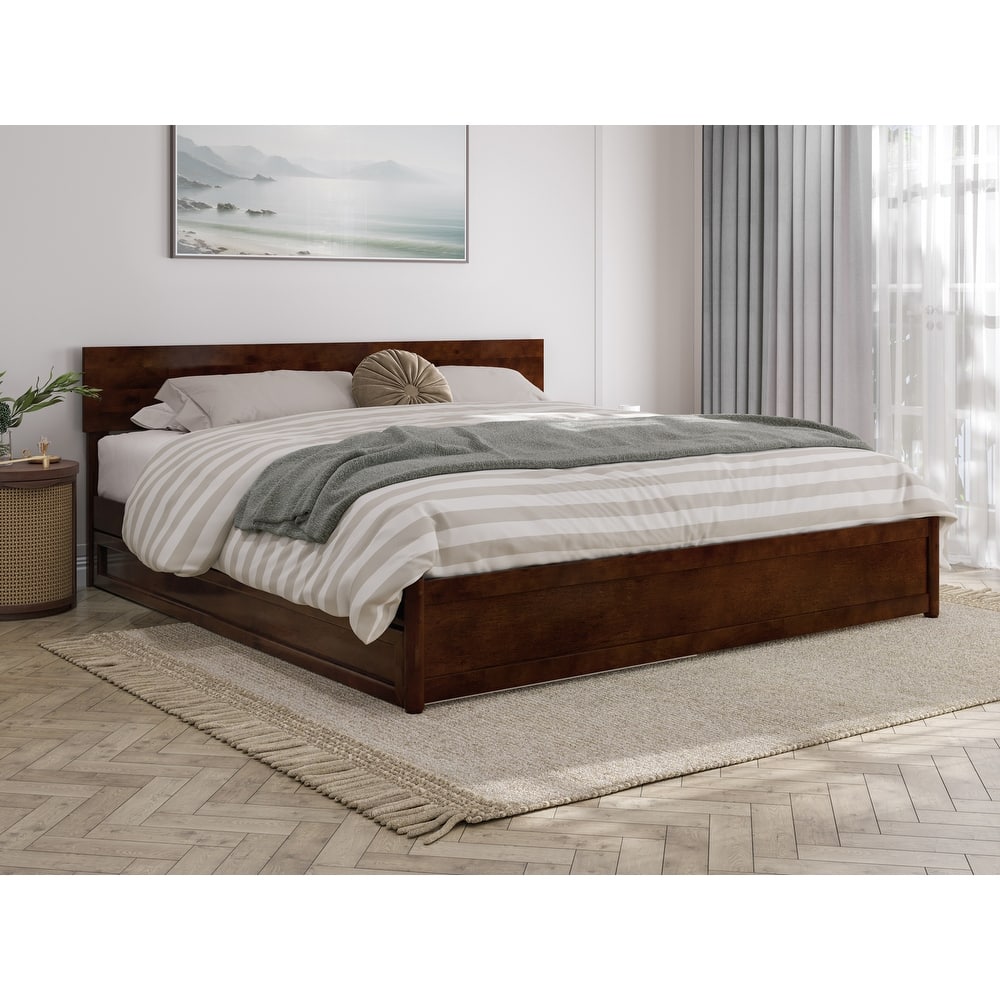 Wesley Platform Bed with Panel Footboard and Twin XL Trundle